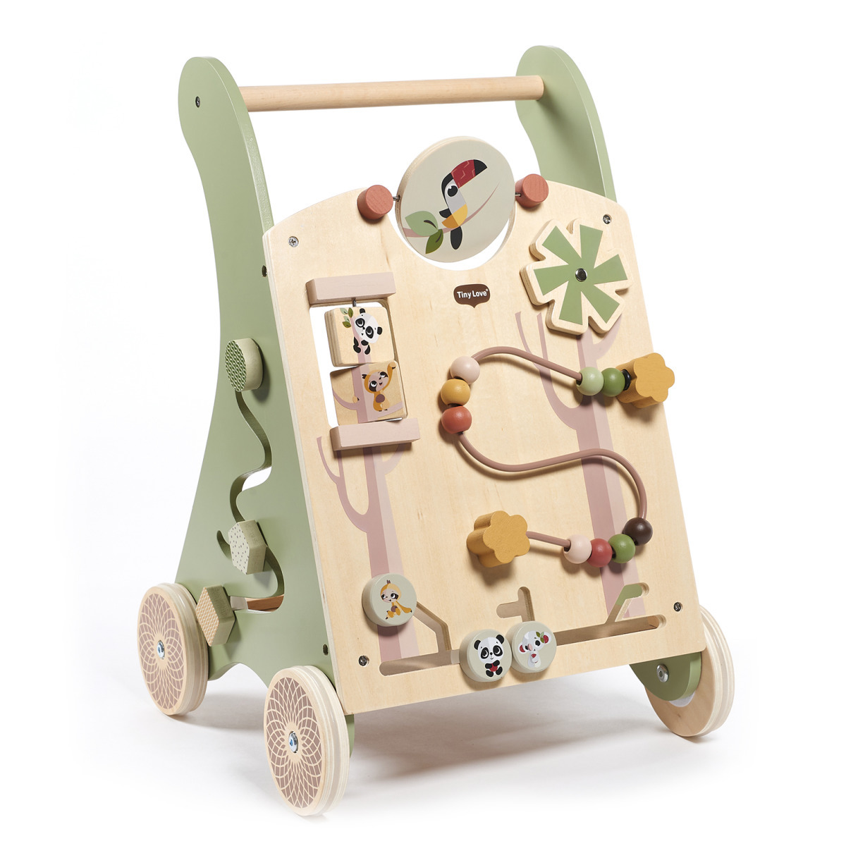 Drewniany edukacyjny chodzik-pchacz 2w1 – Boho Chic
